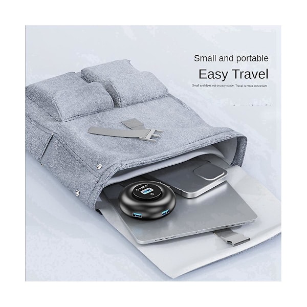 XJ-Portable Understøtter Hot-swappable Transport-stabil Usb 3.0 Hub Cirkulære Hub Dockingstationer, sort Y