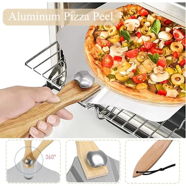 Pizzaspade 30 cm, Pizzaspade med Stor Aluminiumsoverflade, Mere Stabil, Professionel Foldbar Pizzaspade