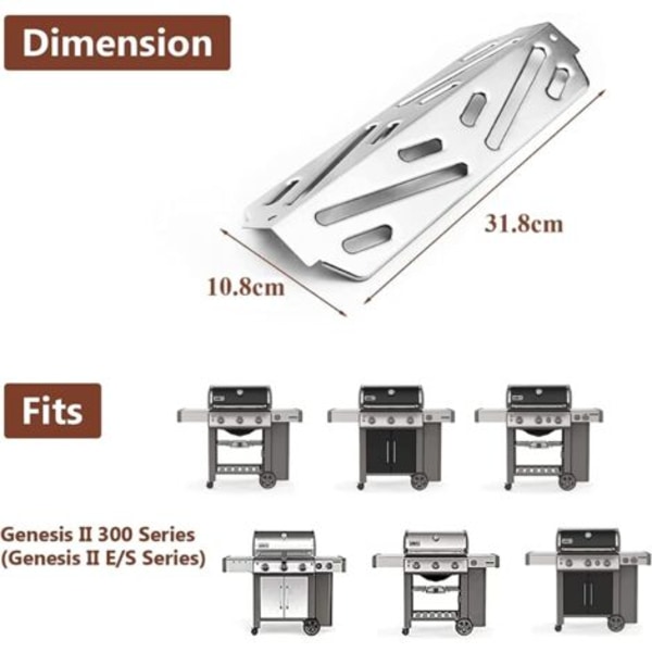 66040 Varmebeskyttelse for Weber Genesis II 300-serien Genesis II E-310 II E-315 II E-330 II E-335 II S-310 II S-335 Griller, Varmeplate i rustfritt stål, 3