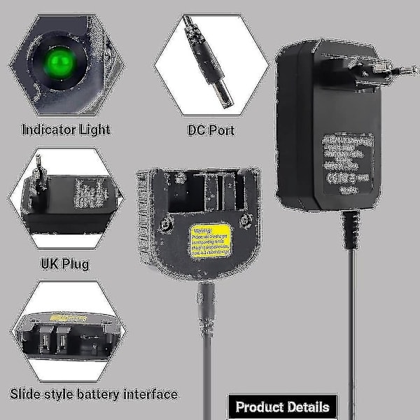 Erstatningsoplader Kompatibel med Black & Decker 9.6v 12v 14.4v 18v Nicad Nimh Batteri Hpb18-ope Hpb18 Hpb14 Hpb12 Hpb96 244760-00 A1718 Fsb18 B
