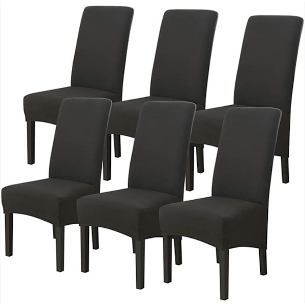 Simplicity Home Stolsöverdrag för Sovrum Plus Hög Stretch Mjölksilke Vattentätt - Svart, 6 st