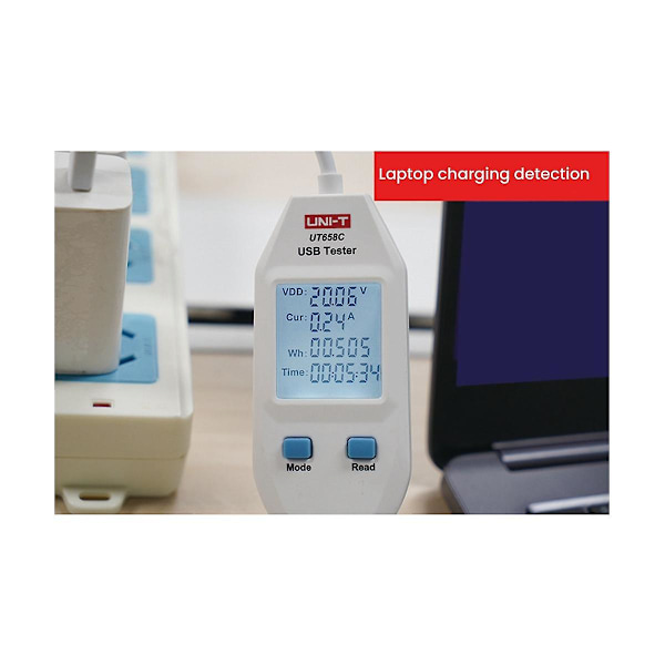 XJ-Ut658c Digitalt LCD USB Tester Detektor Spænding Strøm Oplader Effekt Kapacitetsmåler Med Datalagring