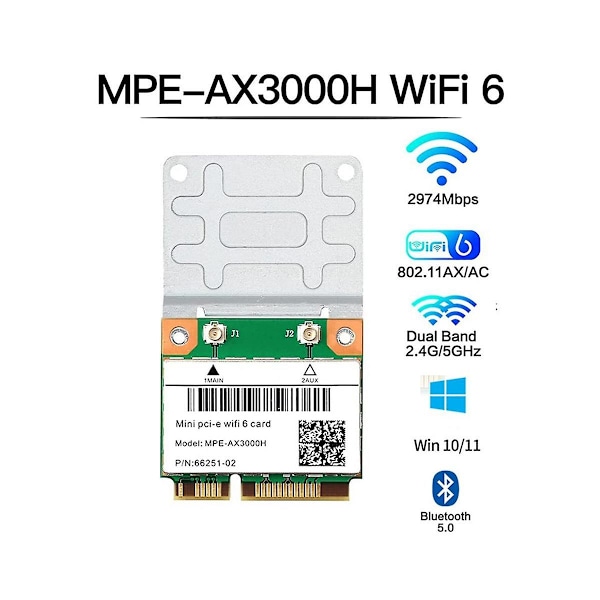 XJ-Wifi 6 -ax3000h 2974mbps Trådløst Half Mini Pci-e Wifi Kort Bluetooth 5.0 Dual Band 2.4g/5g Wlan Ne