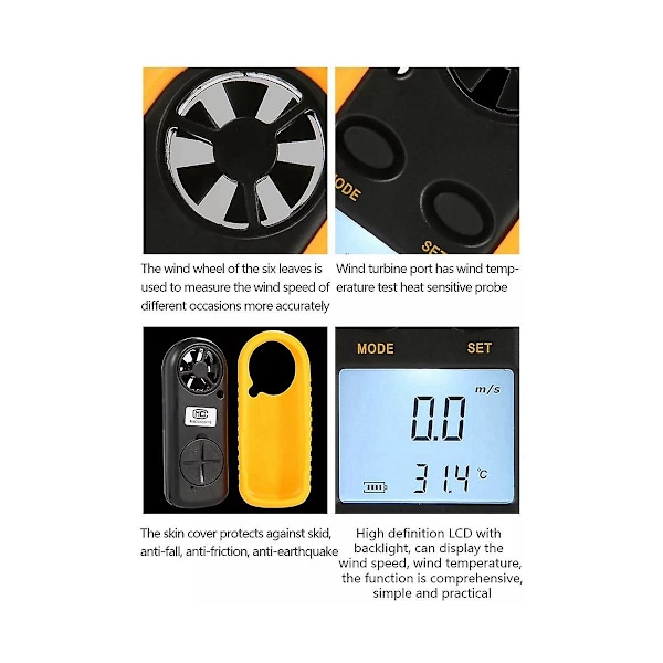 XJ-Digital Anemometer Anemometer Gm816 Vindhastighedsmåler Vindkraftniveau Anemometer