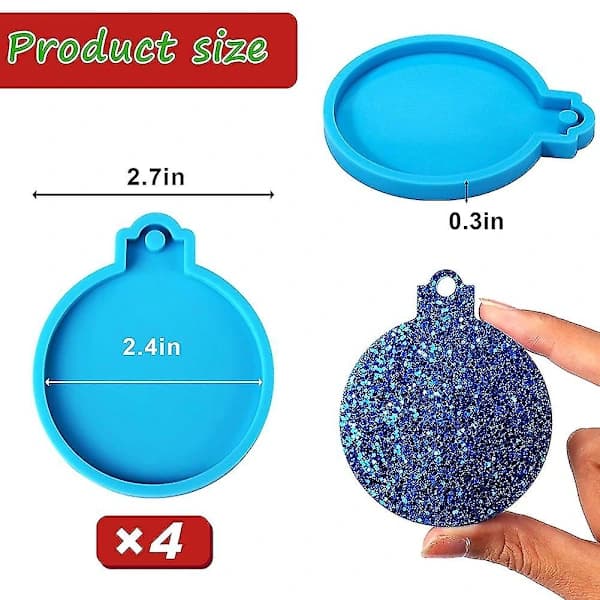 Hjerteforme Silikone, 4 stk. Hjerte Ornament Runde S Hængeforme Til Epoxy
