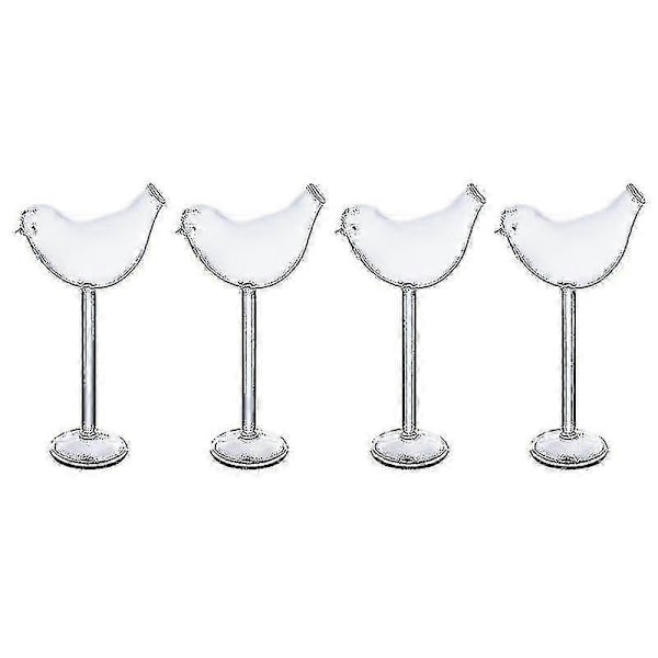 1 Sett 4 stk Fugleformede Cocktailglass Vinglass Beger (transparent)
