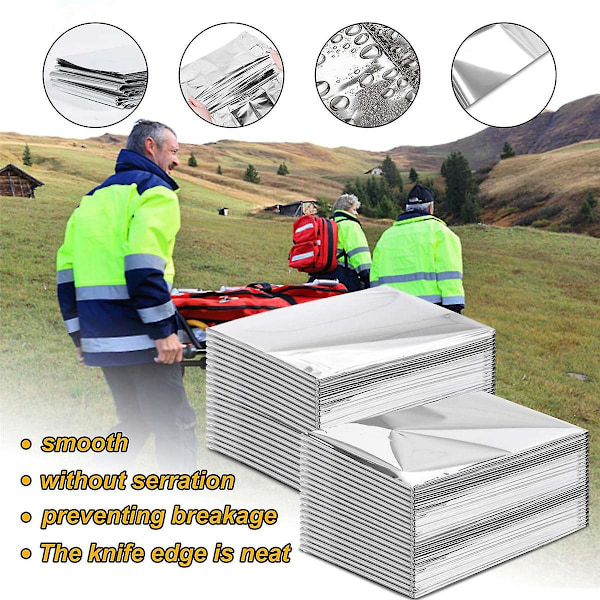 XJ-10st Utomhus Nödfilt Vattentät Rymdgardin Folie Termisk Filt 130x210cm Silver