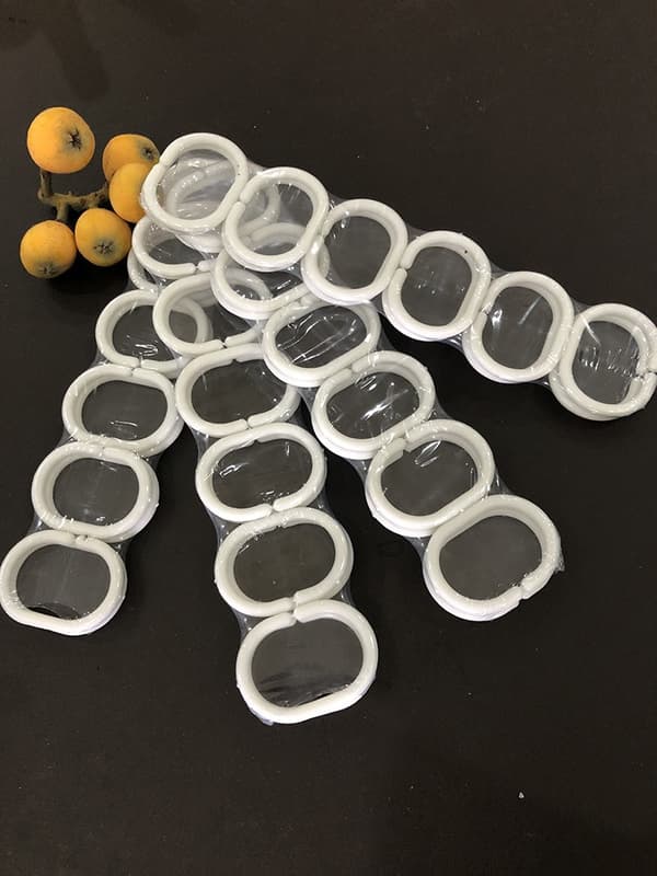 Duschdraperiringar i plast, 24 st Beige Duschdraperiringar, Duschdraperikrokar, Duschdraperikrokar i plast för badrumsduschstång