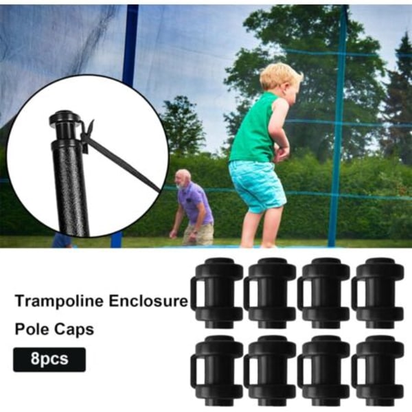 Pakke med 8 trampolinestolpehetter, 1-tommers trampolinbeskyttelseshetter, trampolinedeler og tilbehør