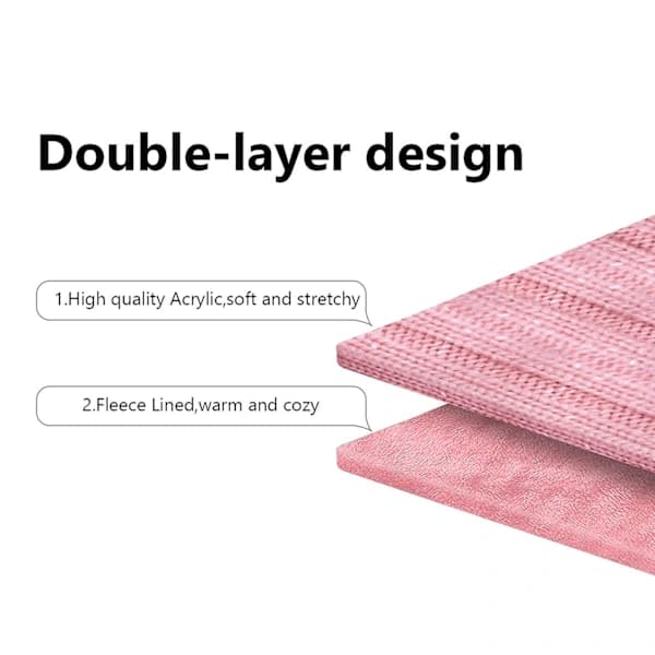Dam Pom Mössa Halsduk Set Flickor Vinter Skidmössa Slouchy Stickad Mössa Med Fleecefoder (Rosa) [pl]
