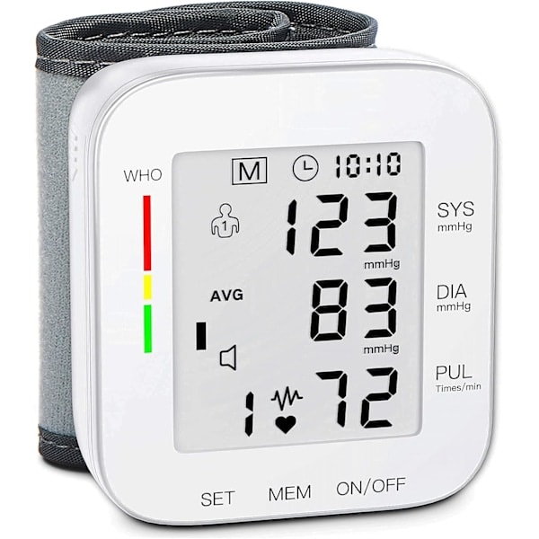Blood Pressure Monitor with Large LCD Screen and Adjustable Wrist Cuff
