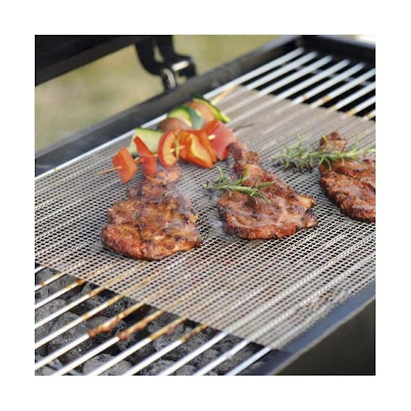 XJ-5 Grillnätsmattor, Återanvändbara Grillmattor, Lätt att Rengöra - Fungerar på Gas, Kolgrill 400mmx330mm Svart