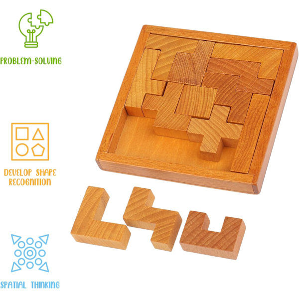 Træpuslespil | Puslespil til børn og voksne | Udfordrende puslespil | Pentomino puslespil | Alder 3+