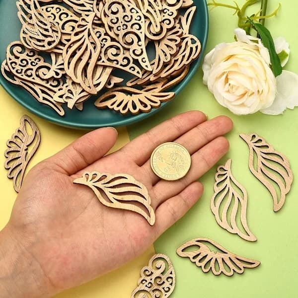 80 st Ängelvingar av trä, Obehandlade