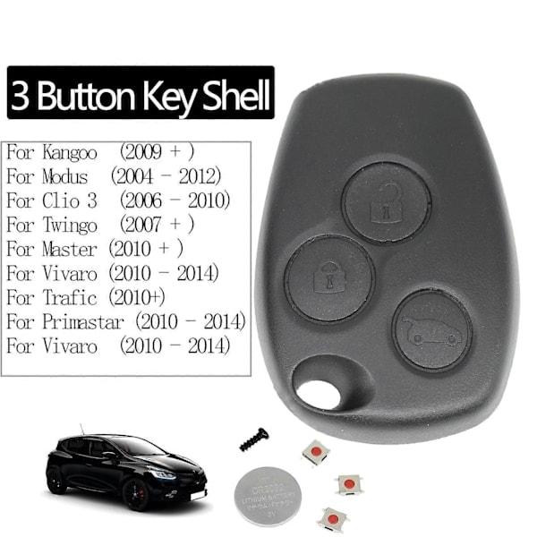 2/3-knapps bilnyckelskal för Renault Clio Trafic Twingo Kangoo Master Modus Dacia Duster Sandero Modus