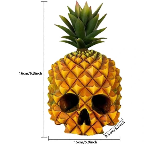 Ananas Dødninghode Dekorasjon, Ananas Dødninghode Modell i Resin, Realistisk Morsom Halloween Dødninghode Statue