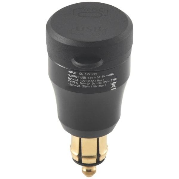 Motorcykel Vandtæt Hurtigoplader med USB Type-C Port 12V/24V Qc3.0 Power Din Stik til Sort