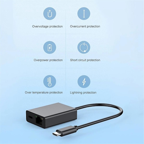 XJ-F?r TV 4K USB Dock Adapter USB C Ethernet USB C til Ethernet Adapter Plug and Play Support PD Chargi