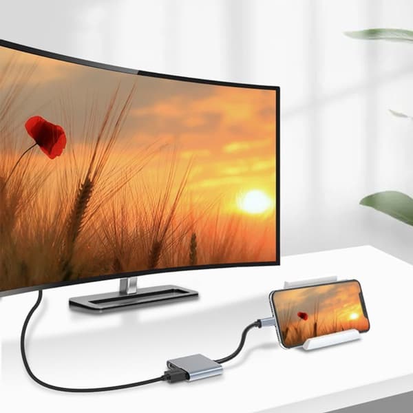 USB-C til HDMI dobbel skjermadapter, 4K 60Hz, Plug and Play aluminiumskabinett for HP, Dell, Surface, Lenovo, ThinkPad bærbare datamaskiner