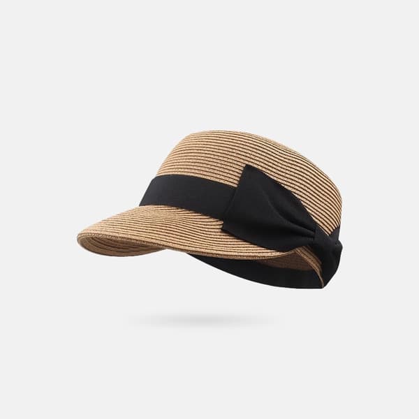 Solskærmshat til kvinder i strå, polyester og papyrus, bred skygge, justerbar snøre, foldbar til strandrejser, khaki