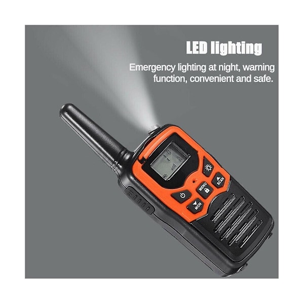 22-kanals handhållen walkie-talkie radio, 10 km räckvidd, UHF 400-470 MHz, dubbelband, lång räckvidd SvartOrange