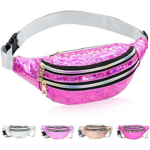 XJ-Holografisk Bumbag Mode PU Läder Midjeväska Vattentät Neon Fanny Pack för Resor Löpning Vandring