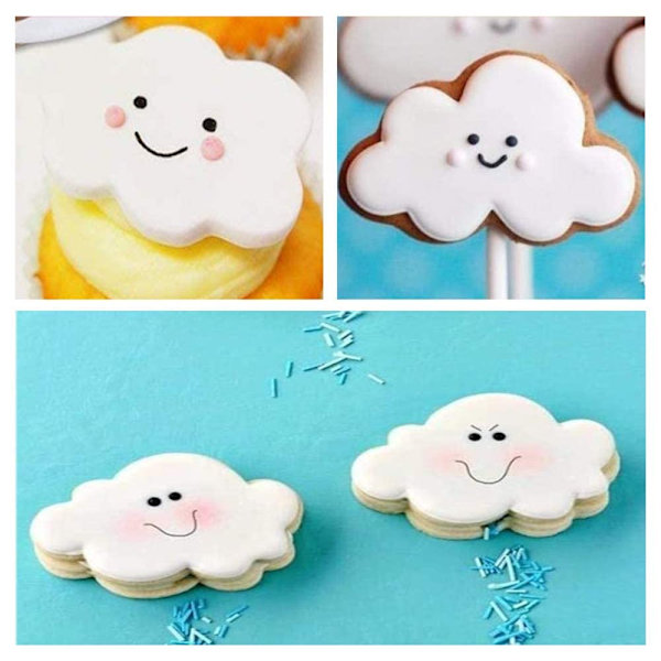 5 Pcs Cloud Fondant Cutter Plastic Cake Cookie Mold