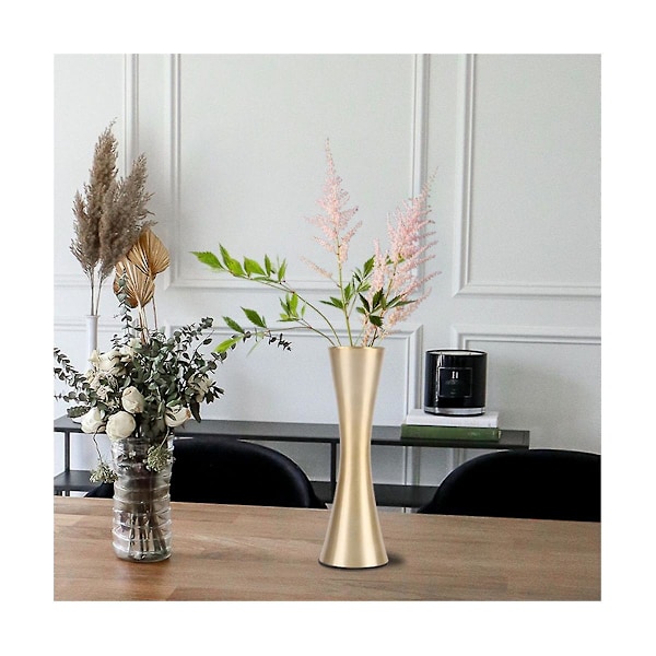Mässingstonad Metallvas Liten Blomvas 2 Moderna Dekorativa Vaser Dekor, Bröllop Eller Gåva (guld)