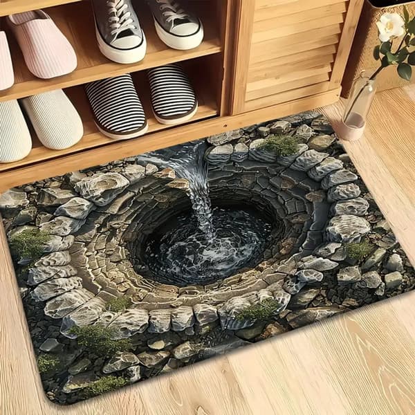 3D Optisk Illusjonsteppe, Polyesterfiber, Sklisikkert Og Vaskbart, For Stue, Soverom Eller Gang, 50 X 80 Cm
