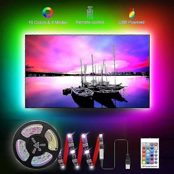 LED-valonauhat 2M USB Joustavat Tiktok-valot TV-taustavalo 60LED 10mm Vedenpitävät Moniväriset TV-taustat