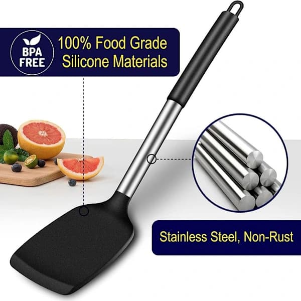 Sæt i rustfrit stål Non-stick spatel SORT sort
