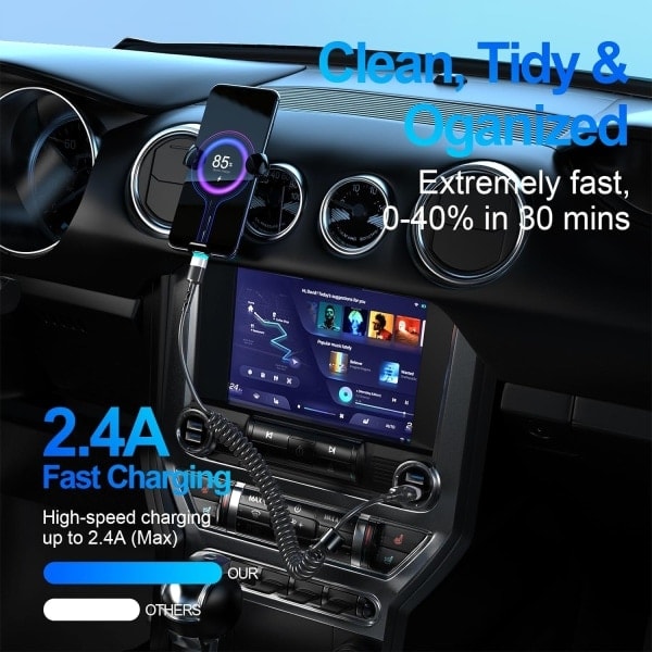 2 kpl kierrekierrekaapeli Lightning, 0,9 m iPhone-latauskaapeli autoon