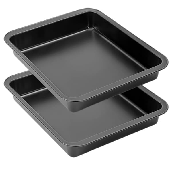 Bageform - Bageplade i kulstofstål - Bageplade - Gratinform - Lasagneform - Rektangulær ovnform - Stor ovnform - Sæt med 2 - 23 x 22 cm