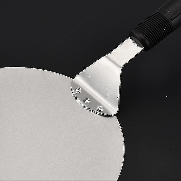 XJ-Rund pizzaspade i rustfritt stål 25,5 cm, stekespade, kakeløfter, overføringsplatte, kompatibel med pizza (YJD)