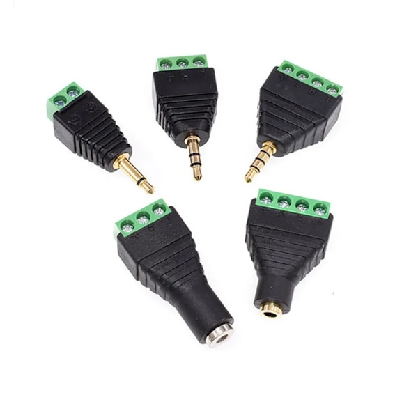 Tukkumyynti 1 kpl 4-napainen 3,5 mm:n liitin Stereo-adapteri 3,5 mm RCA Audio Mono -kanavapistoke ruuviliittimeen