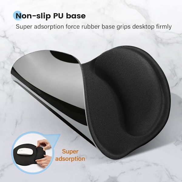 XJ-Ergonomic Mouse Pad with Comfortable and Cooling Gel Wrist Rest and Non-Slip PU Base for Easy Typing and Pain Relief, Durable and Washable
