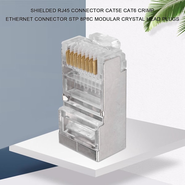 XJ-Suojattu RJ45-liitin Cat5e Cat6 Puristettava Ethernet-liitin Stp 8p8c Modulaarinen Kristallipääpistoke 100 kpl