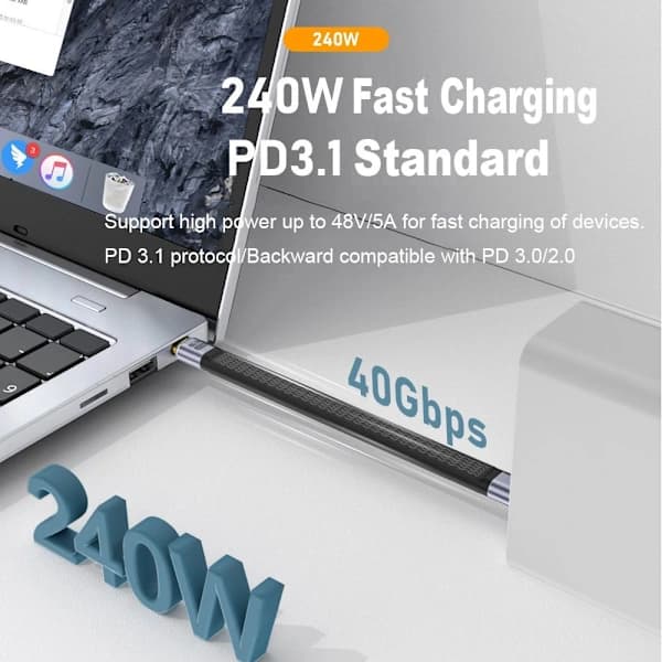 40 Gbps USB4.0-kabel USB C till typ C-sladd MF SIDE BEND MF SIDE M-F Side Bend