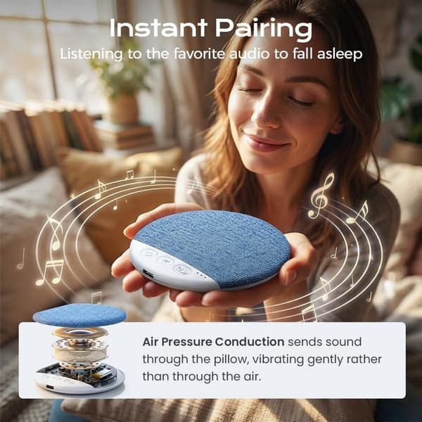 Bluetooth 5.4 Puteputehøyttaler, Ultratynn Benledning Søvnhøyttaler Med 30/60/90-Minutters Timer, Blå