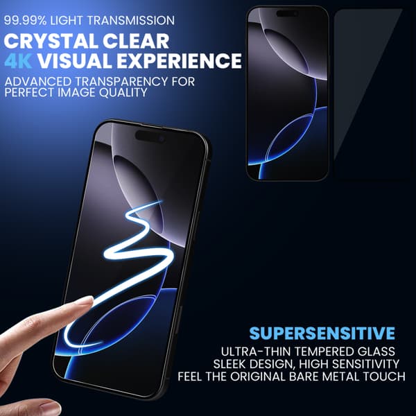 2-Pack iPhone 16 Pro Screen Protector - Tempered Glass 9H - Super Quality 3D iPhone 16 Pro Iphone 16 Pro