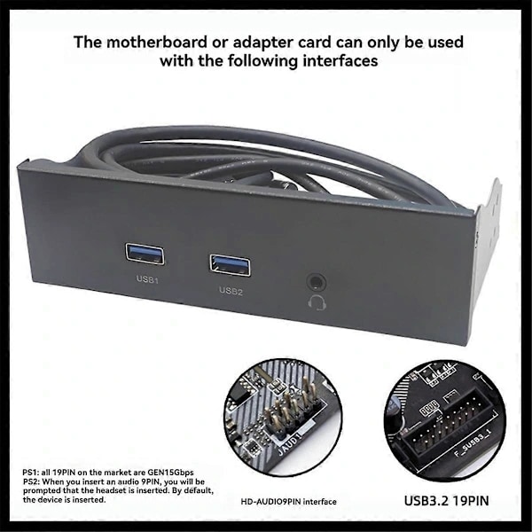 USB3.2 GEN1 Floppy Disk Drev Slot HD-AUDIO Audio Frontpanel 5,25-tommers Optisk Frontpanel Understøttelse af 2x USB