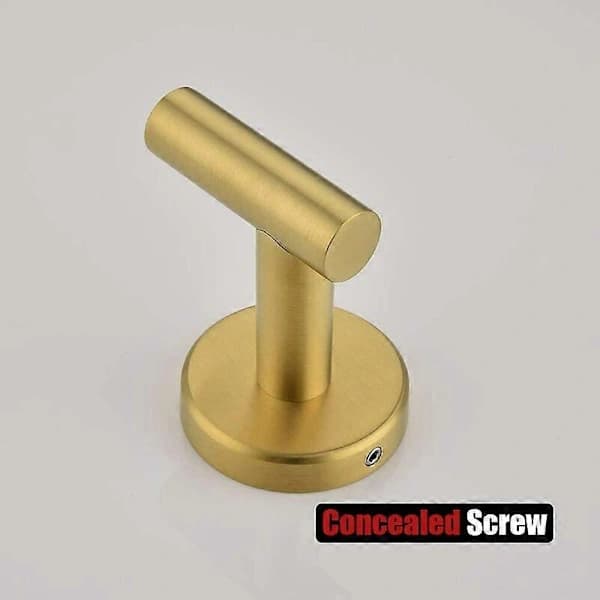 Badekåbekrog børstet guld badeværelseshåndklædekrog, køkken, garage, vægmontering (2-pak), 0,8 mm rustfrit stål, guld