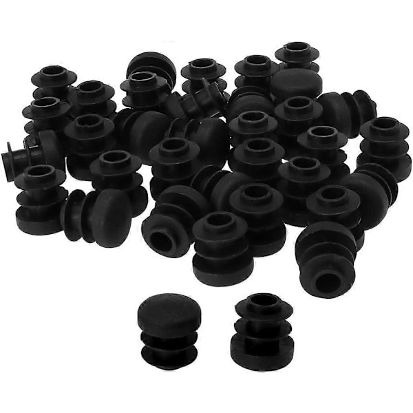 28 st Runda Plaströr Ändstycken 16mm Gängdiameter, Bordsmöbler Stol Golvskydd, Svart