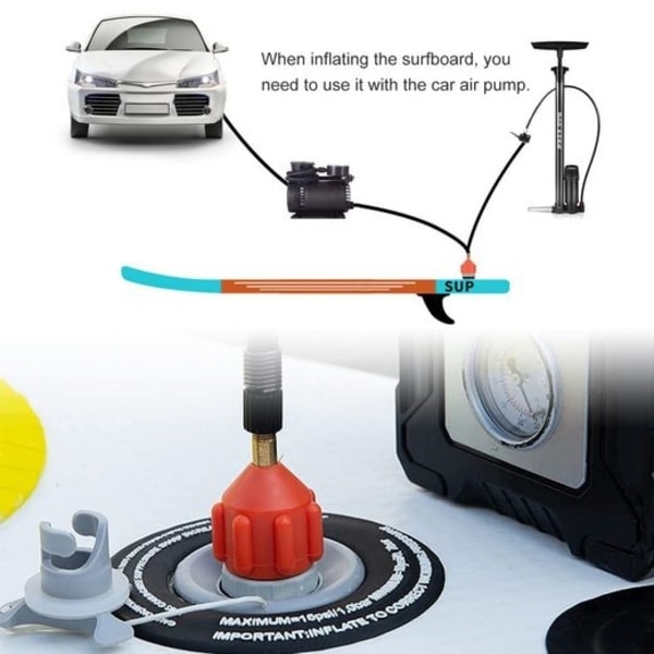 SUP-pumpeadapter for oppblåsbare båter, kompressorluftventiladapter, holdbar og lett å bruke, perfekt for rask oppblåsing