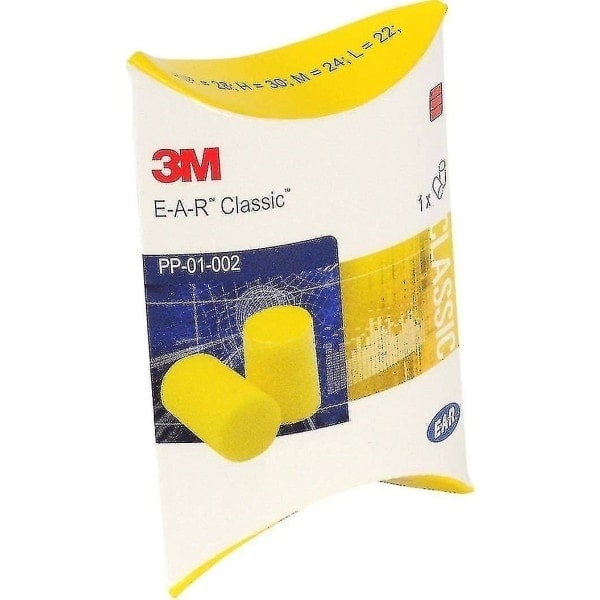 3M Ear Classic Ørepropper, 50 par pakket i par, Gul, SNR 28dB, Ørebeskyttelse 2024ws