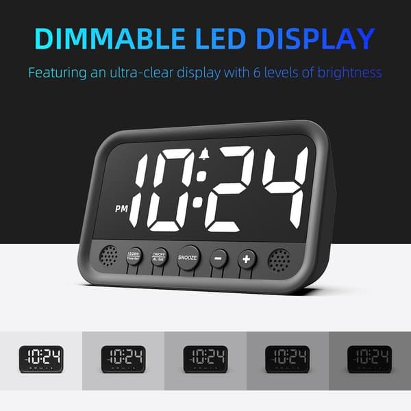 Digital väckarklocka med dimbar LED-display, högt larm och snooze för sovrum, skrivbord, djupsövare, vit
