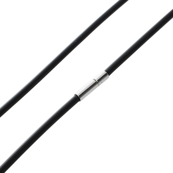 XJ-5 stk. 3 mm Sort Gummi Snøre Halskæde Med Rustfrit Stål Lukning - 22 Tommer