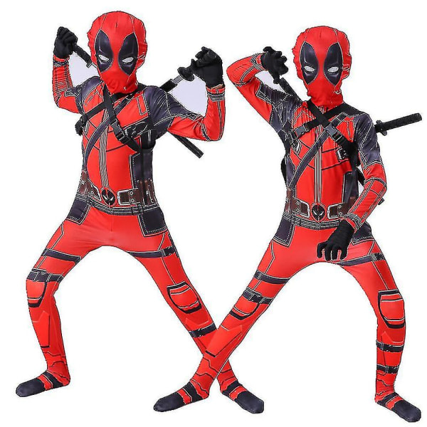 Barns Deadpool Superhjälte Halloween Party Cosplay Kostym 120cm 110cm 110cm