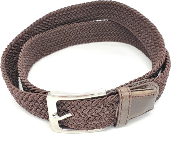 3-pack flätade stretchbälten för män, elastiskt vävt vardagsbälte med stiftspänne, 3,5 cm brett, 150 cm långt, svart brunt blått