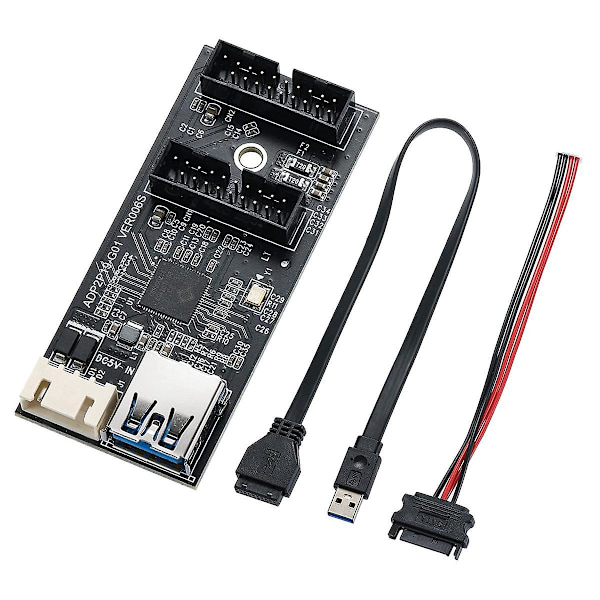 XJ-Usb 3.2 Gen1 Till Dubbel 19-Pin Hane Adapterkort, 5gbps Usb3.0 Till 2-Port 19-Pin Expansionskort För Window
